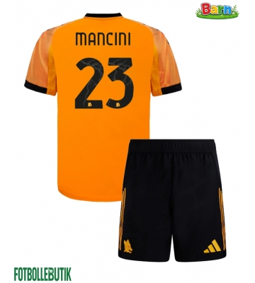 AS Roma Gianluca Mancini #23 Bortaställ Barn 2025-26 Kortärmad (+ Korta byxor)